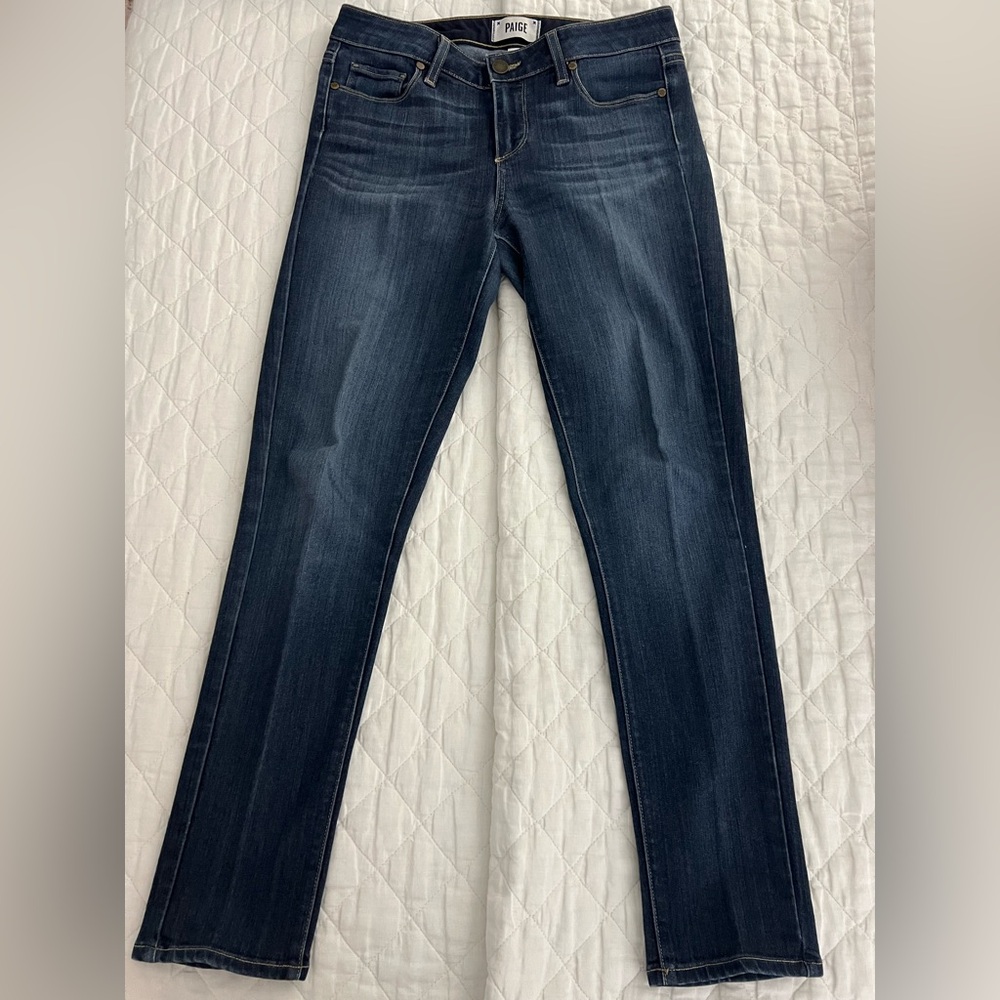 PAIGE Dark Blue Straight Leg Women's Jeans